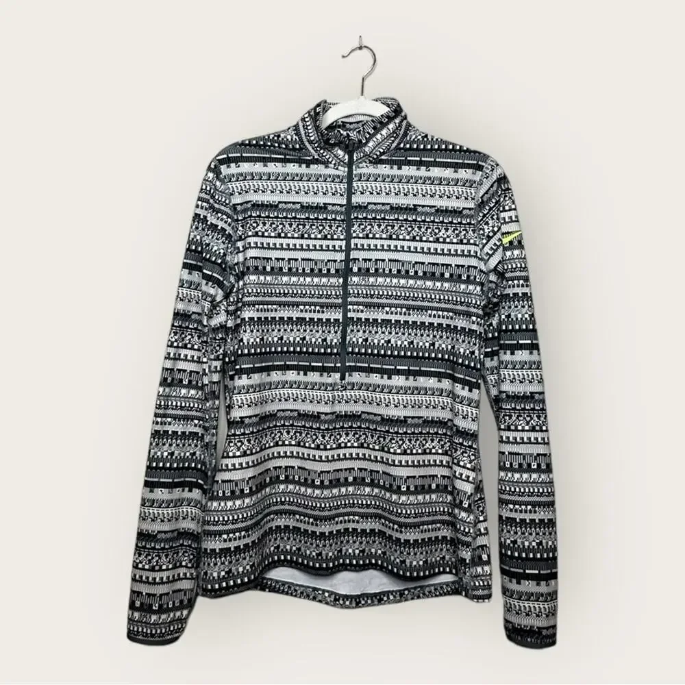 EUC | Nike | Striped 1/2 Zip Mock Neck | Gray | Large